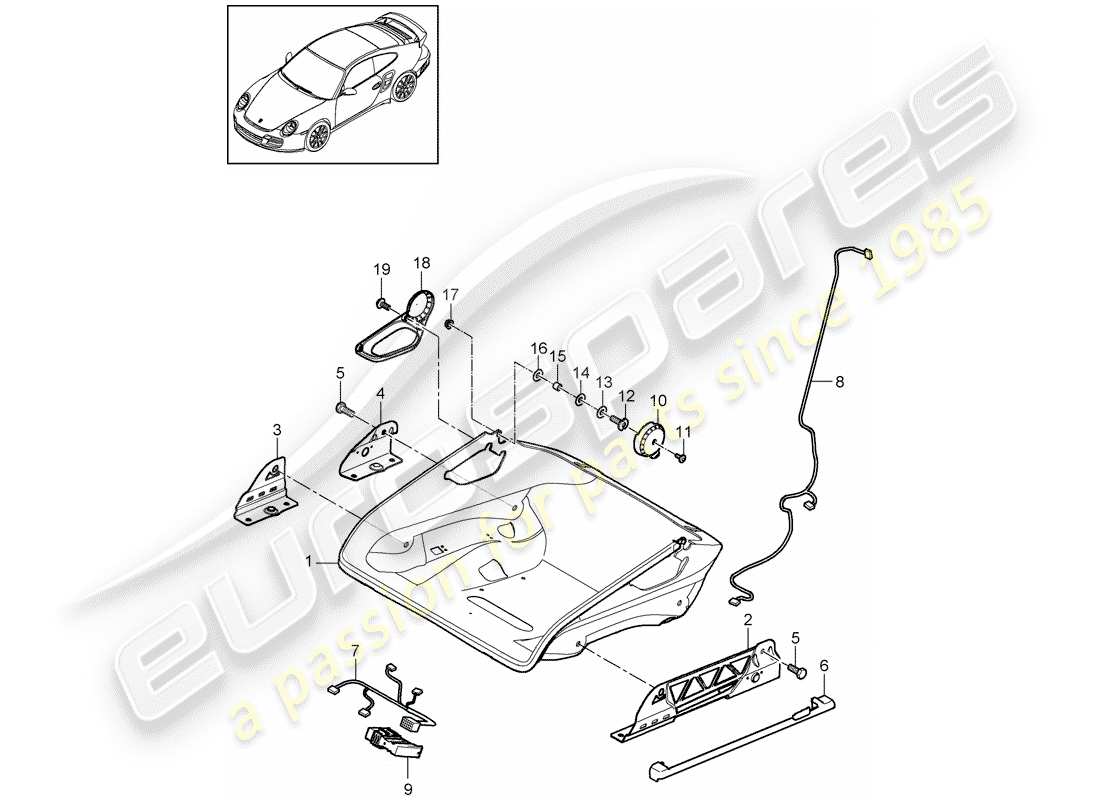 porsche 2011 (997-2 turbo / gt2 rs) seat schéma des pièces