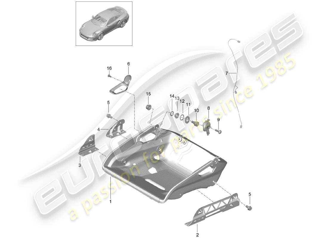 porsche 2016 (991-1 turbo) siège schéma des pièces
