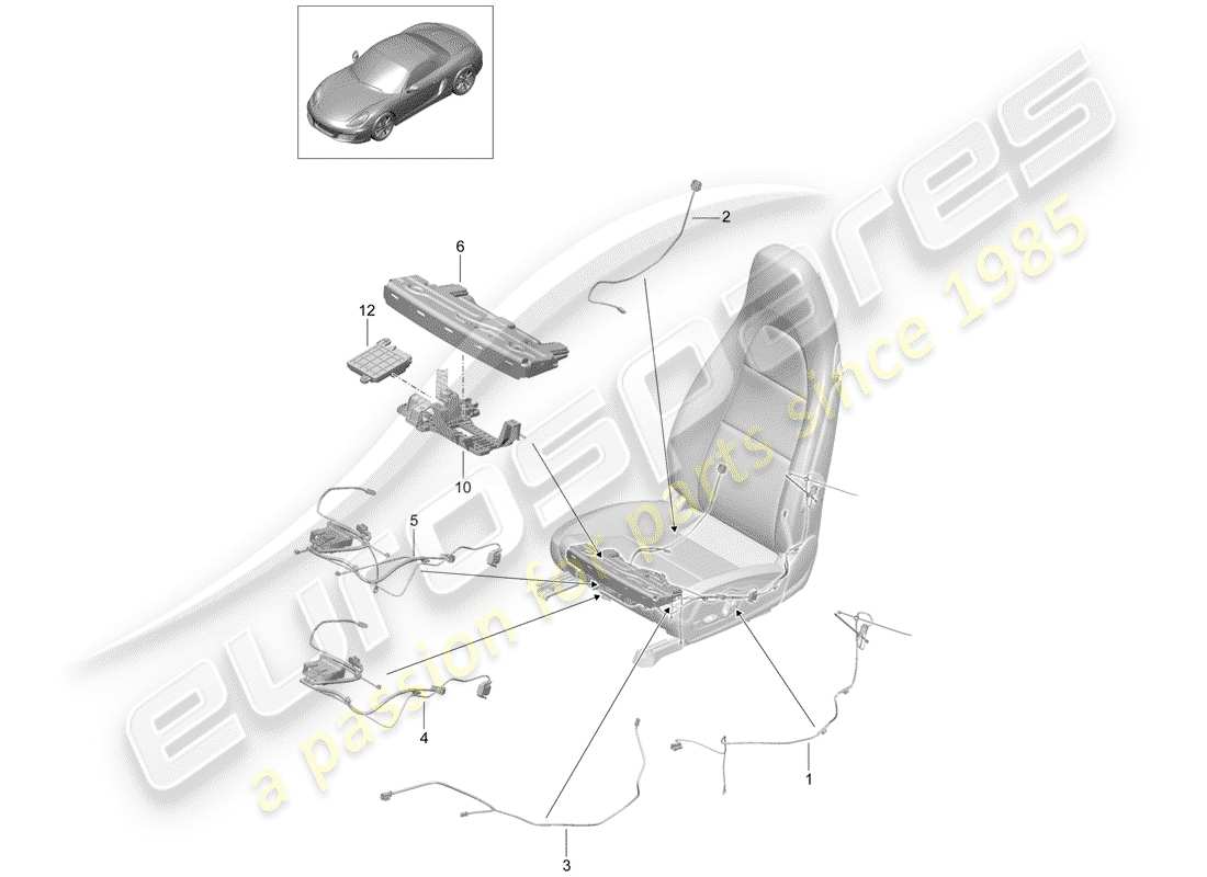 porsche 2012 (981 boxster) faisceau de câblage schéma des pièces