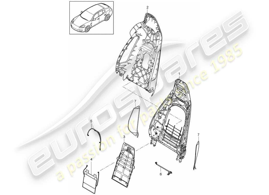 porsche 2016 (panamera 970) coque de dossier schéma des pièces