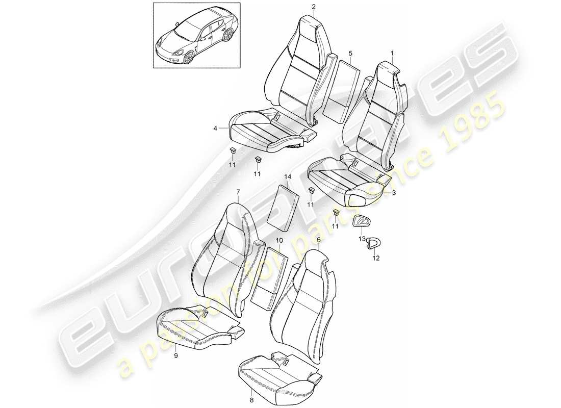 porsche 2016 (panamera 970) couverture diagramme de pièce