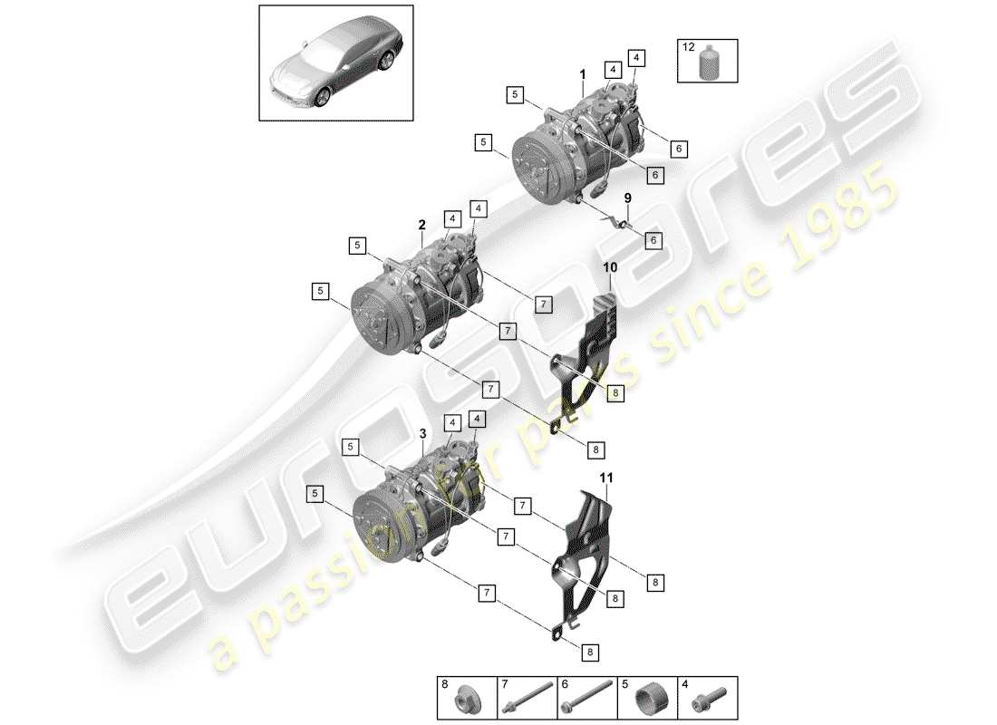 porsche 2018 (panamera 971-1) diagramme des pièces du compresseur
