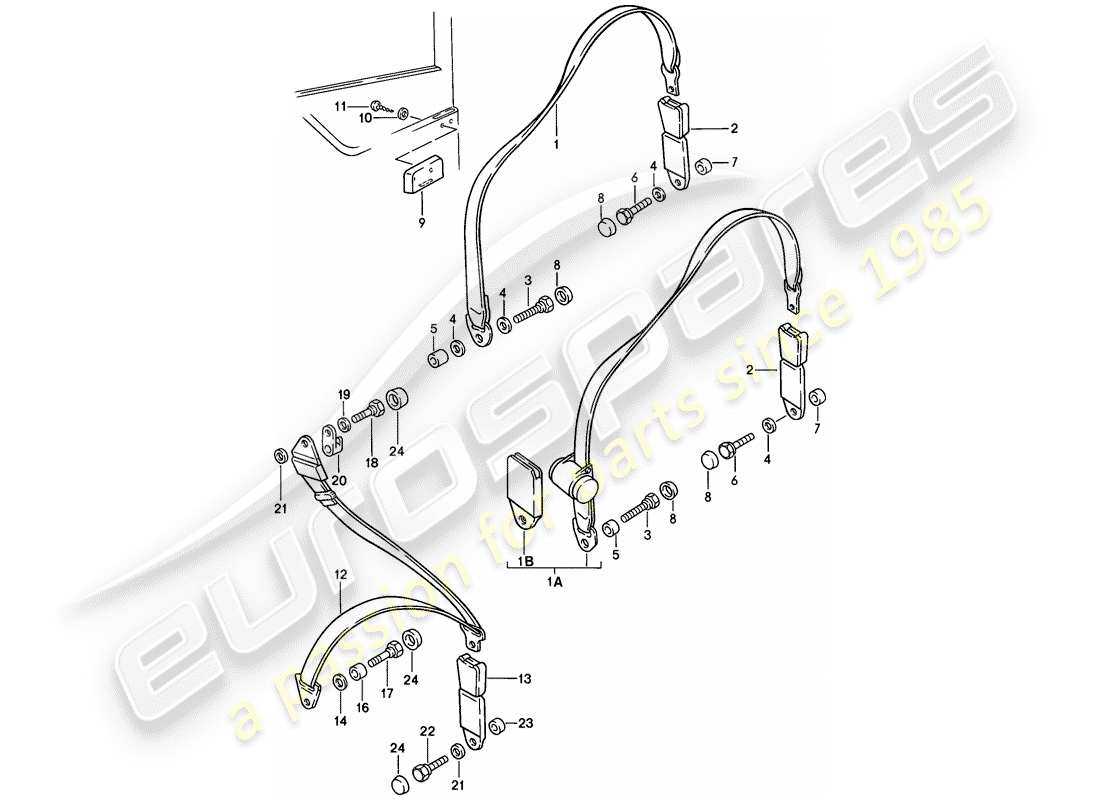 porsche 1982 (944) ceinture de sécurité schéma des pièces