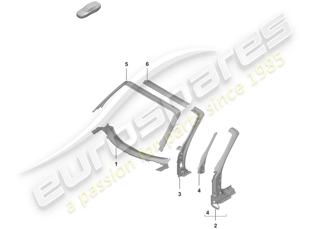 porsche 2019 (992-1) schéma des pièces du pilier a