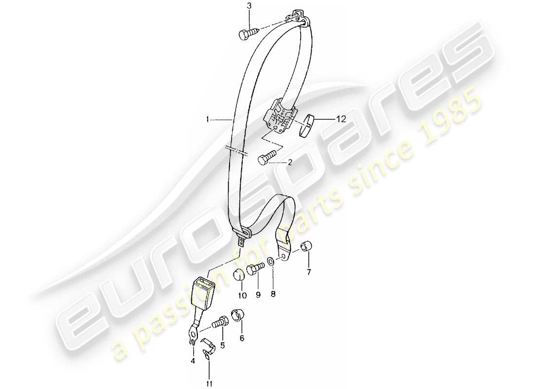 porsche 1999 (996) ceinture de sécurité à trois points schéma des pièces