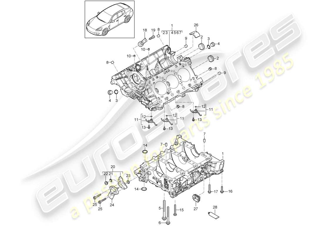 porsche 2010 (cayenne e1 9pa) carter de vilebrequin pièces détachées schéma des pièces