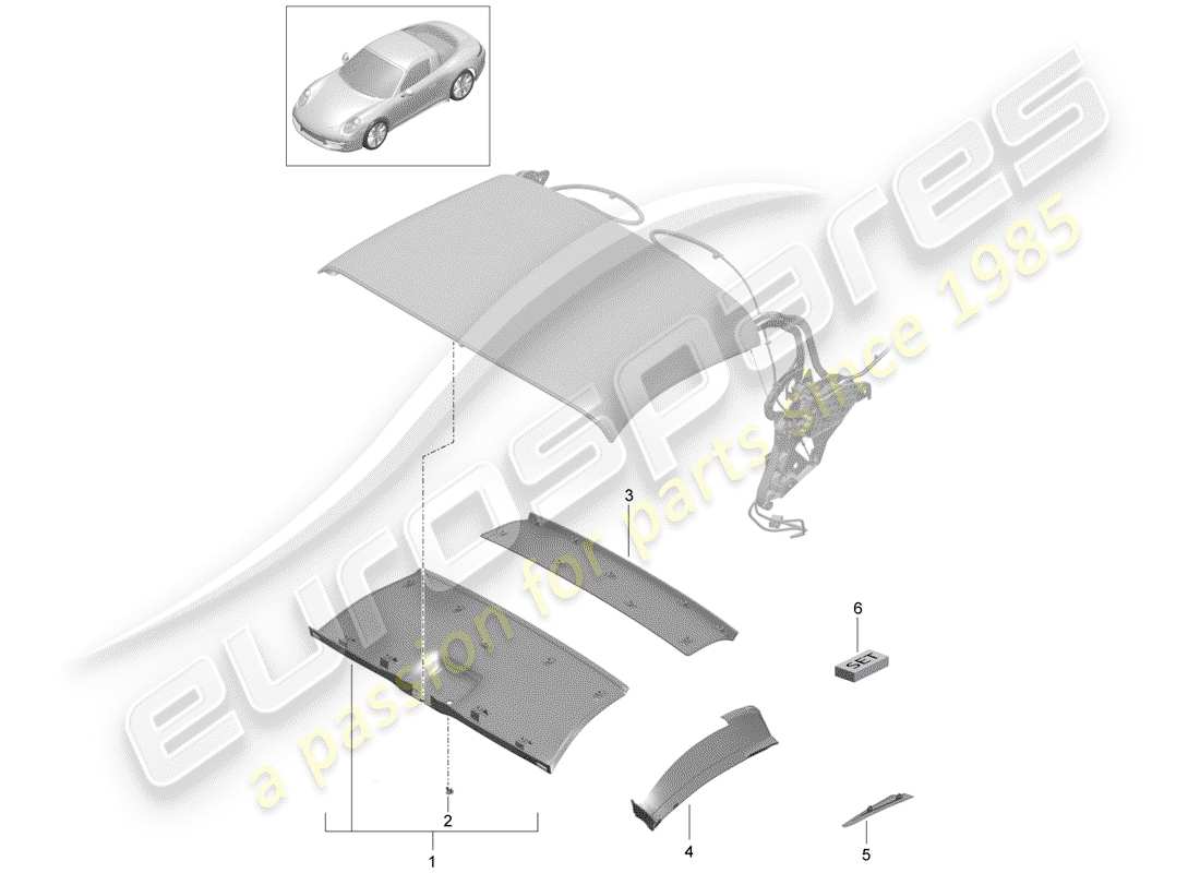 porsche 2013 (991-1) dessus cabriolet schéma des pièces