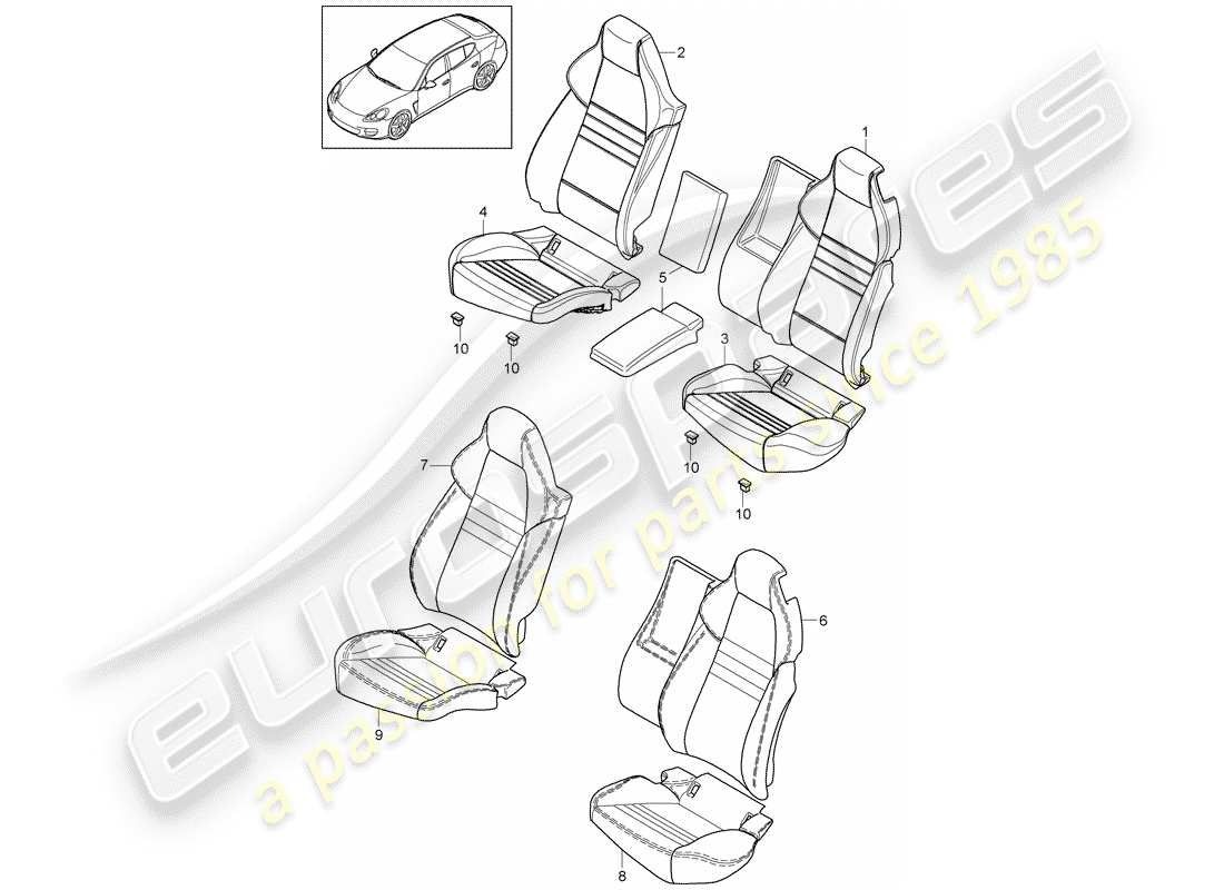 porsche 2012 (panamera 970) couverture schéma des pièces