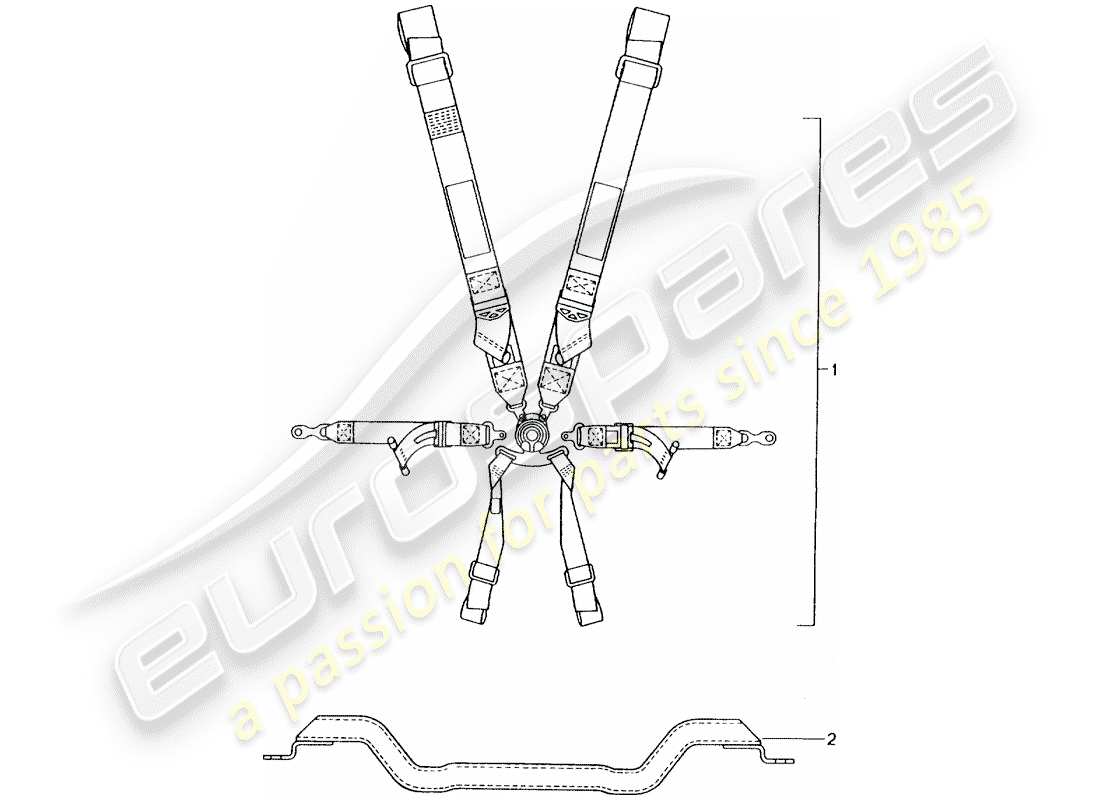 porsche 1990 (tequipment) ceinture de sécurité à six points schéma des pièces