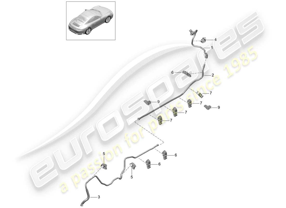 porsche 2019 (991-2) ligne de vide schéma des pièces