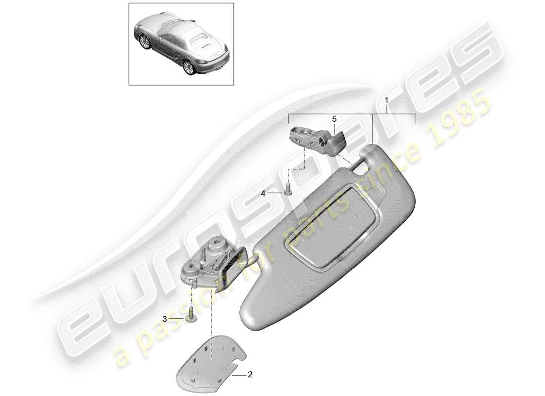 porsche 2014 (981 boxster) pare-soleil schéma des pièces