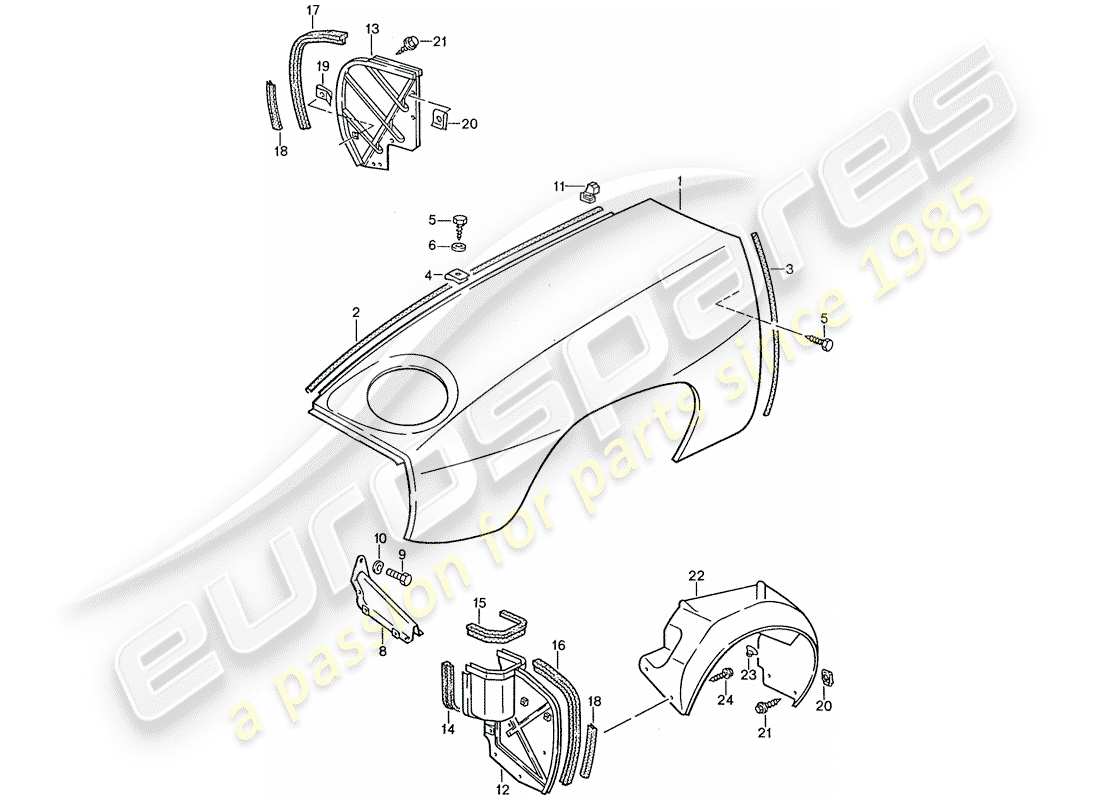 porsche 1990 (928) diagramme des pièces fender
