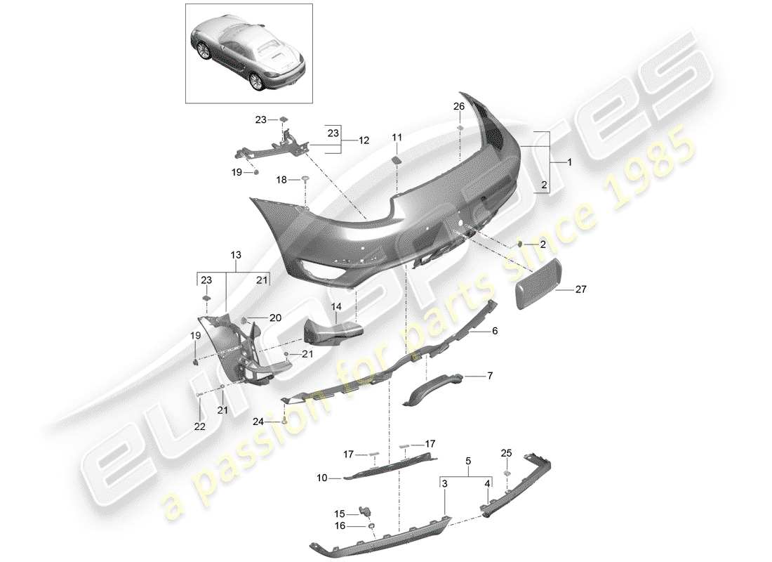 porsche 2012 (981 boxster) schéma des pièces du pare-choc