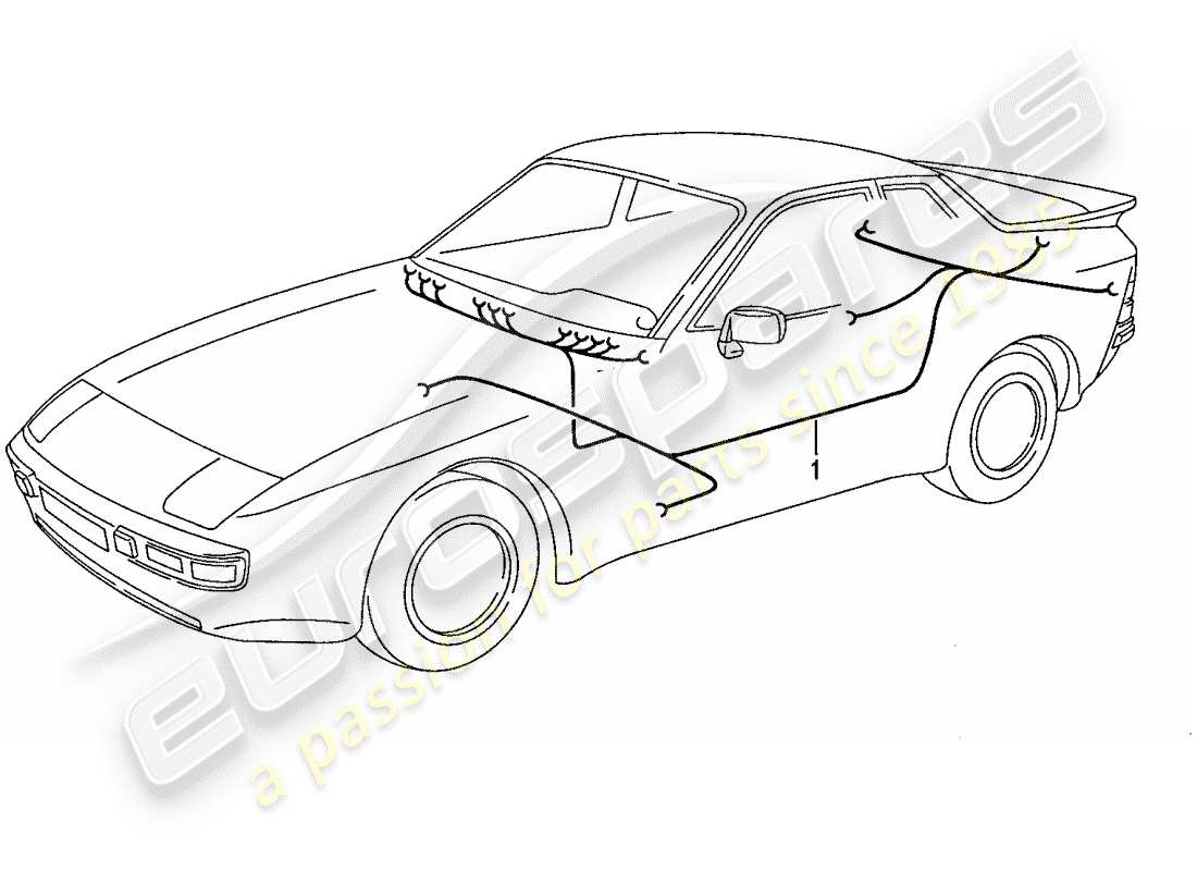 porsche 1990 (944) faisceau de cablage - compartiment passagers schéma des pièces