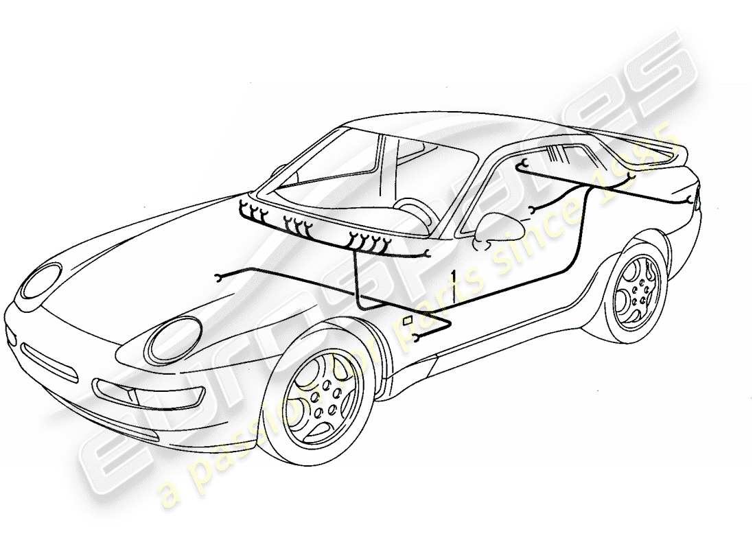 porsche 968 (1995) faisceau de cablage - compartiment passagers schéma des pièces