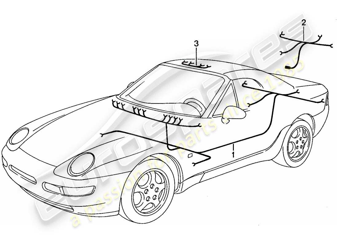 porsche 1992 (968) faisceau de câblage - habitacle passagers schéma des pièces