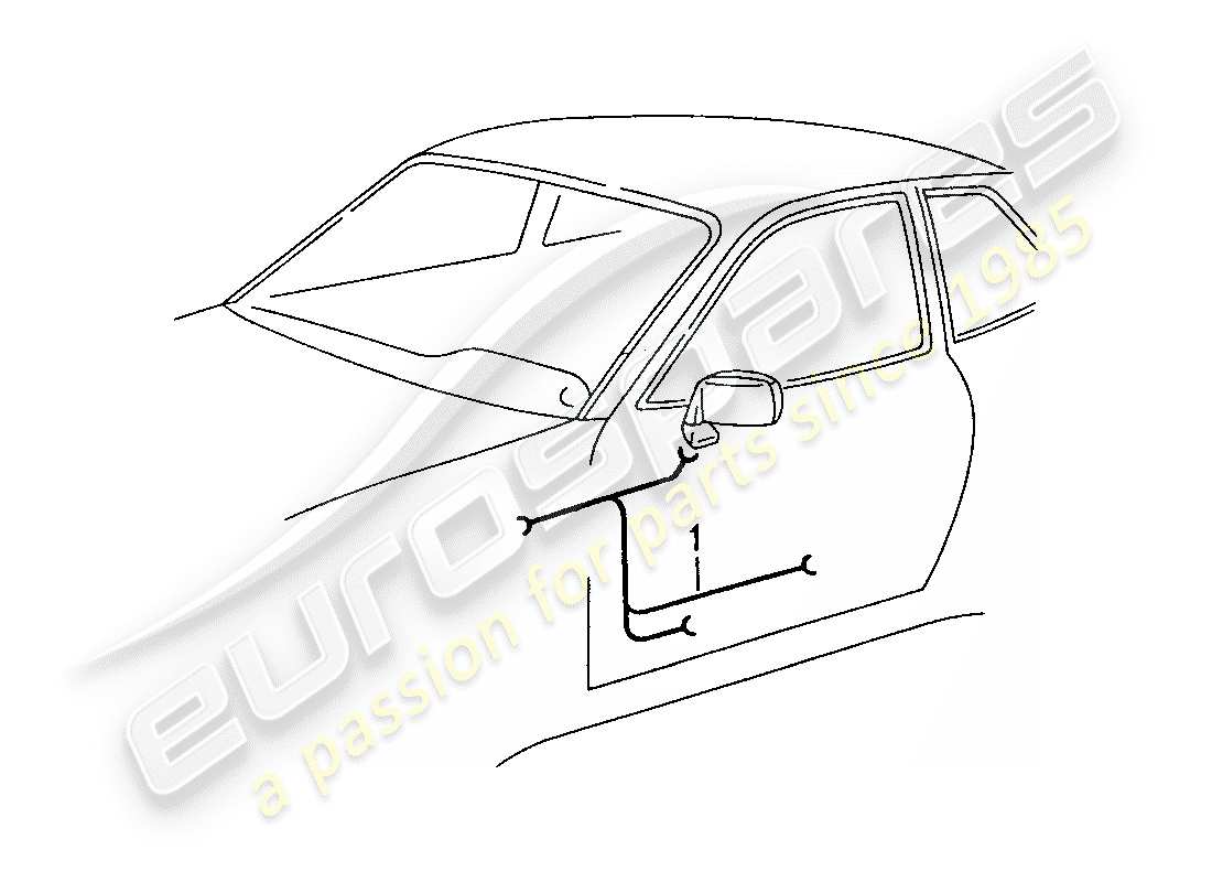 porsche 1991 (944) faisceau de câblage - portes schéma des pièces