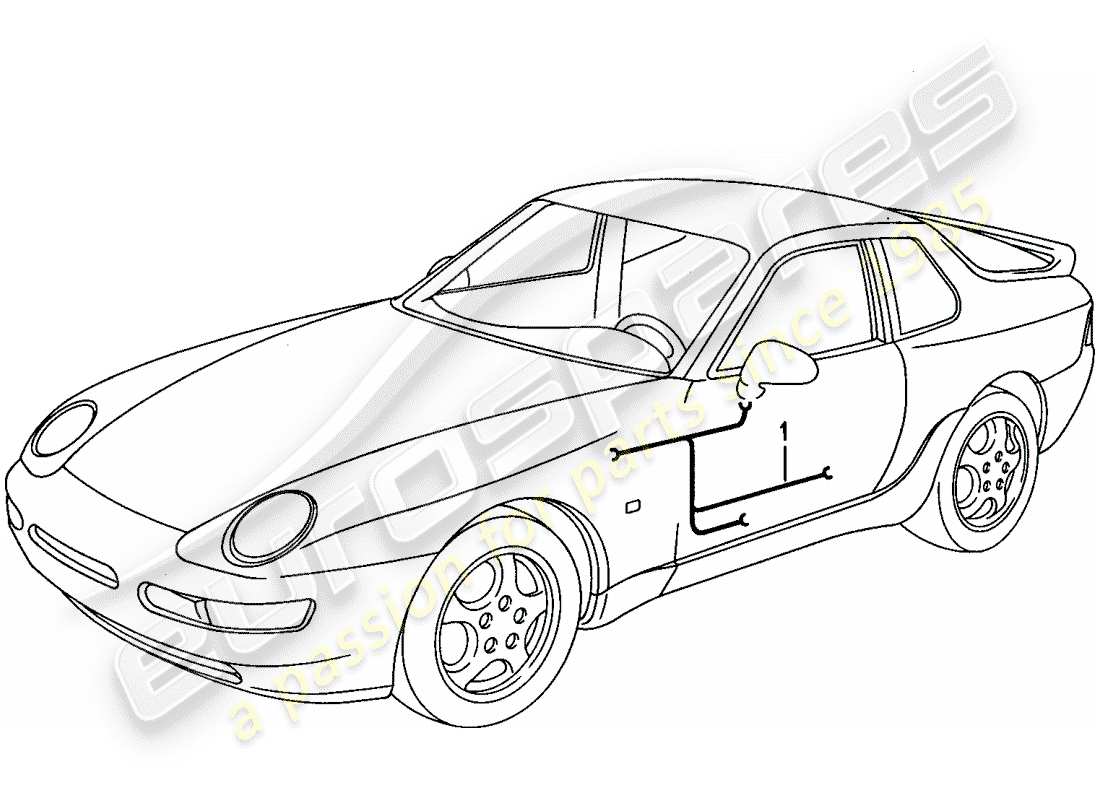 porsche 1994 (968) faisceau de câblage - portes schéma des pièces
