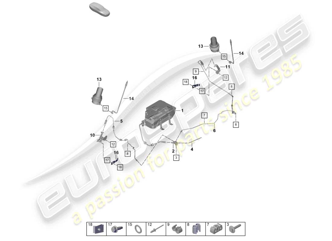 porsche 2019 (992-1) suspension adaptative conduite hydraulique schéma des pièces