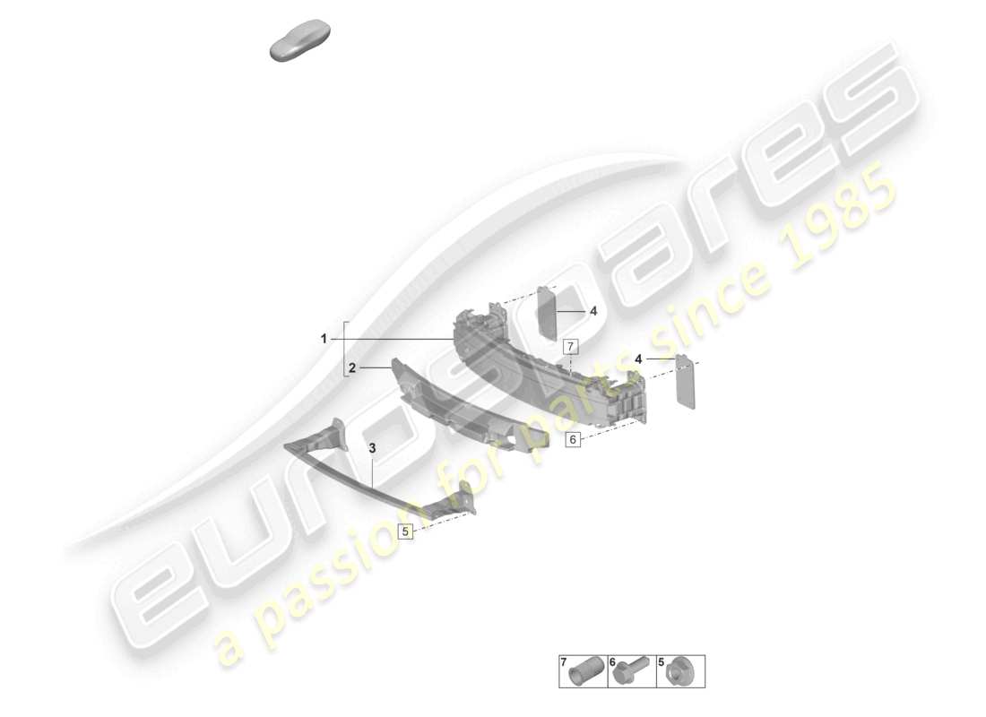 porsche 2019 (992-1) support de pare-chocs avant pack sport design schéma des pièces