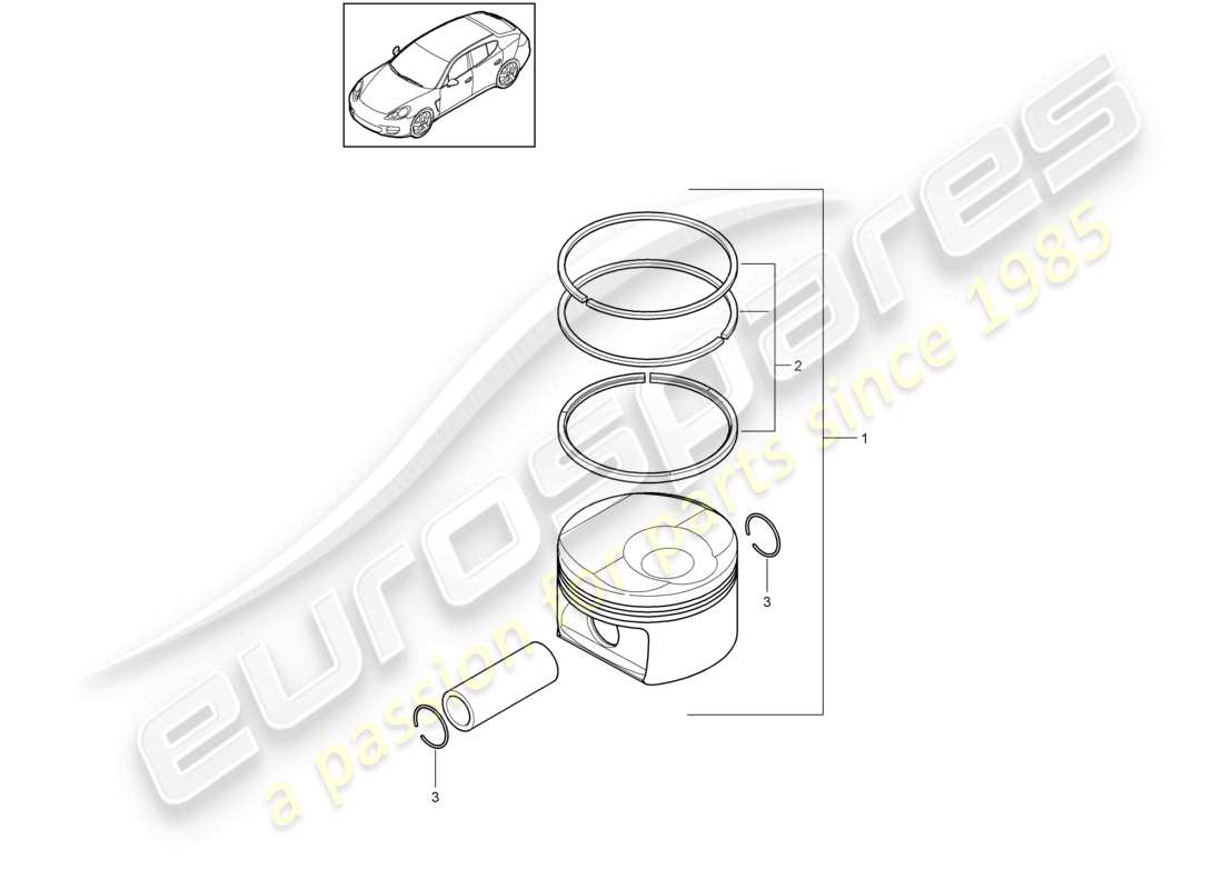 porsche 2010 (cayenne e1 9pa) ensemble piston 1 : segments de piston schéma des pièces