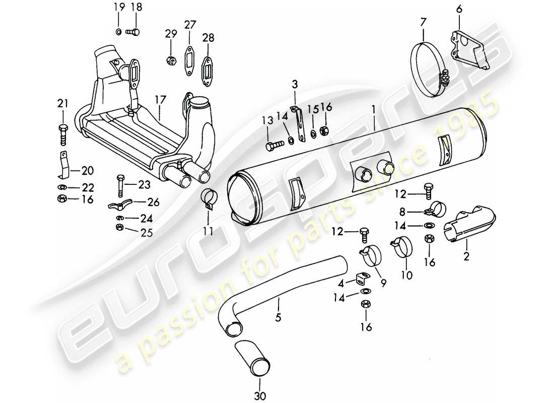 porsche 1965 (911/912) système d'échappement - pour - (d) + (s) schéma des pièces