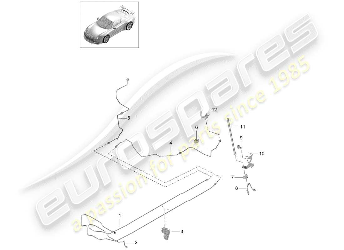 porsche 2015 (991-1 r/gt3/rs) conduite de frein schéma des pièces
