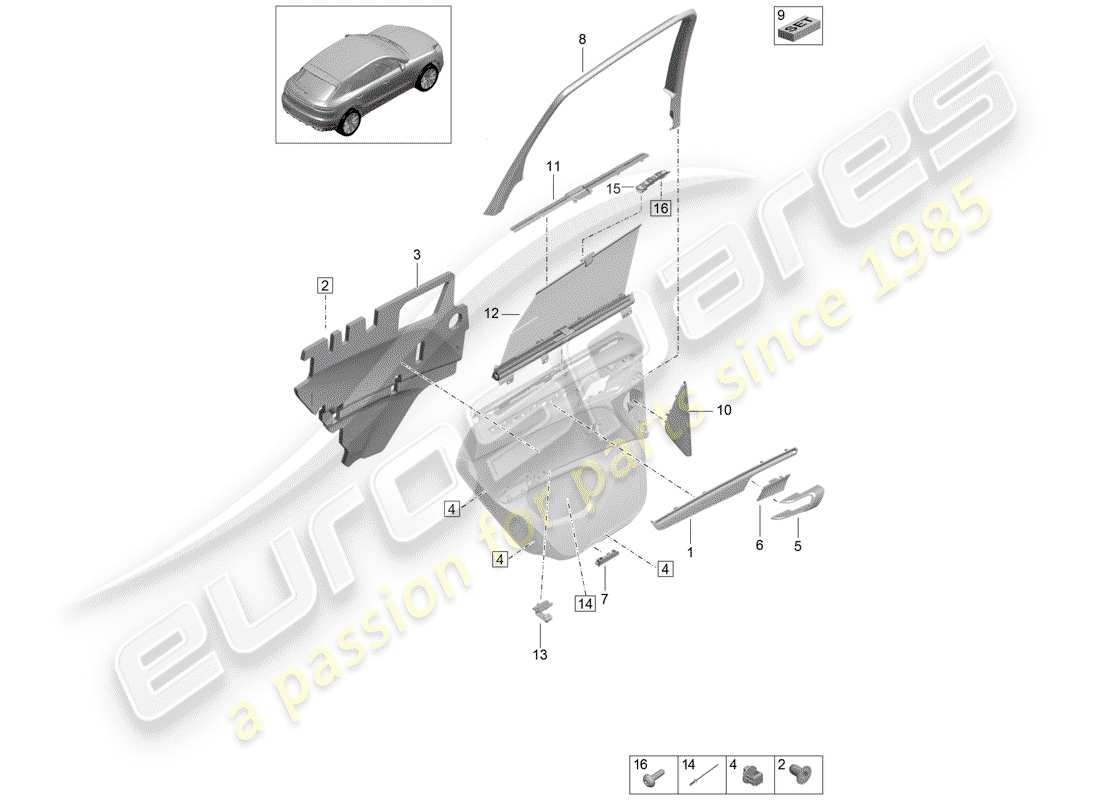 porsche 2019 (macan) accessoires schéma des pièces