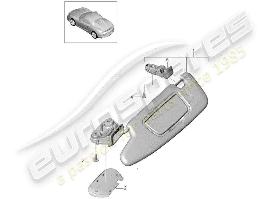 porsche 2016 (981 boxster spyder) pare-soleil schéma des pièces