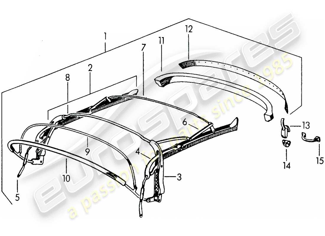 porsche 1958 (356/356a) diagramme des pièces du cadre supérieur