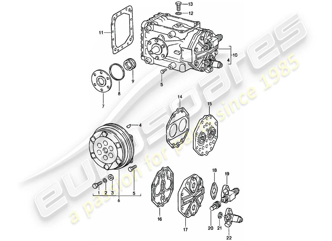 porsche 1983 (911) compresseur schéma des pièces