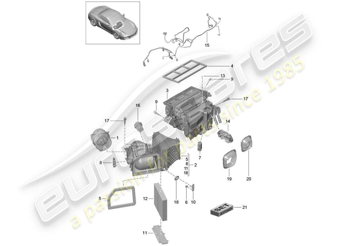 porsche 2012 (981 boxster) climatiseur schéma des pièces