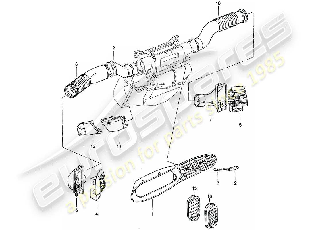porsche 1990 (944) diagramme des pièces du conduit d'air