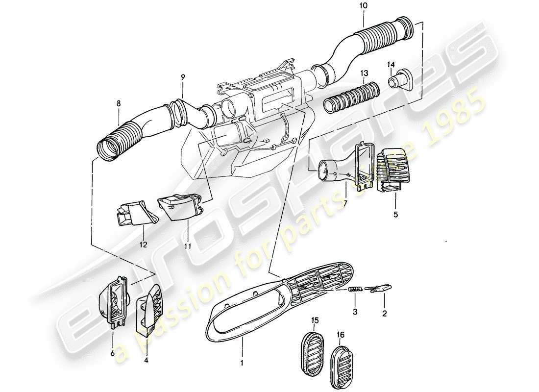 porsche 1993 (968) diagramme des pièces du conduit d'air