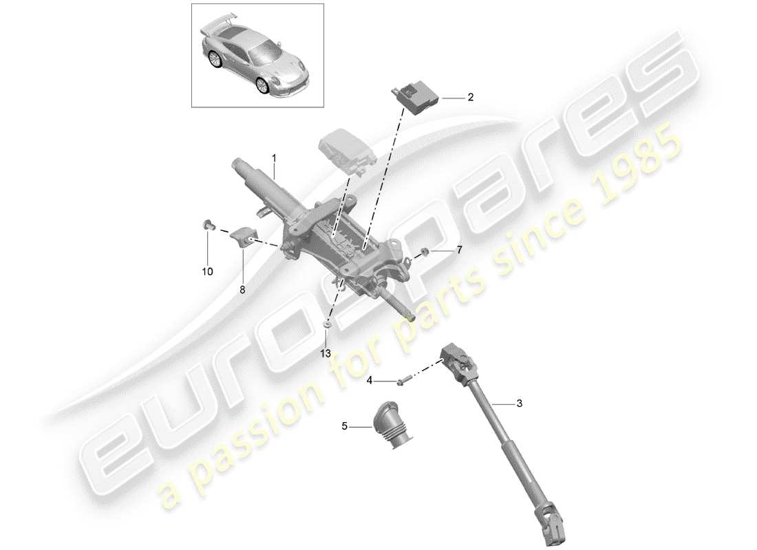 porsche 2015 (991-1 turbo) colonne de direction schéma des pièces