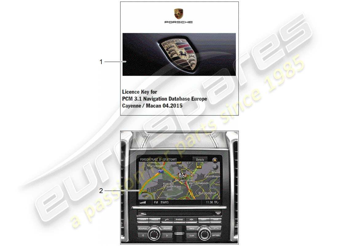 porsche 2019 (tequipment macan) système de navigation schéma des pièces