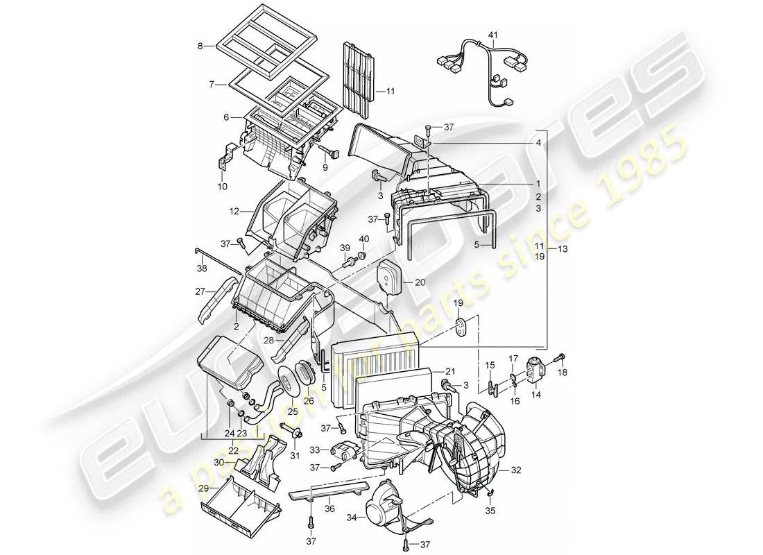 porsche 2004 (cayenne e1 9pa) chauffage, climatisation. diagramme des pièces du système