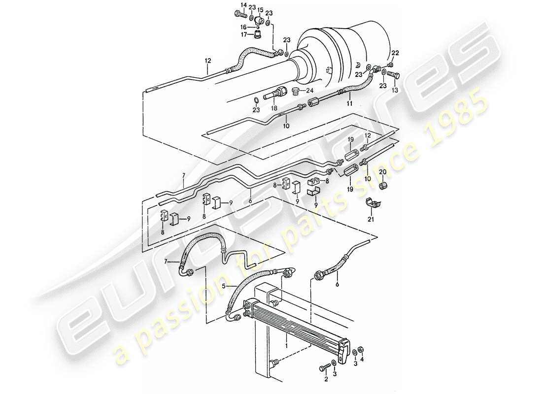 porsche 1991 (928) transmission automatique - refroidisseur atf - lignes atf schéma des pièces