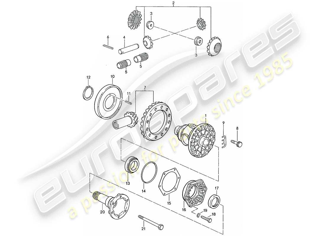 porsche 1991 (928) transmission automatique - différentiel 2 schéma des pièces