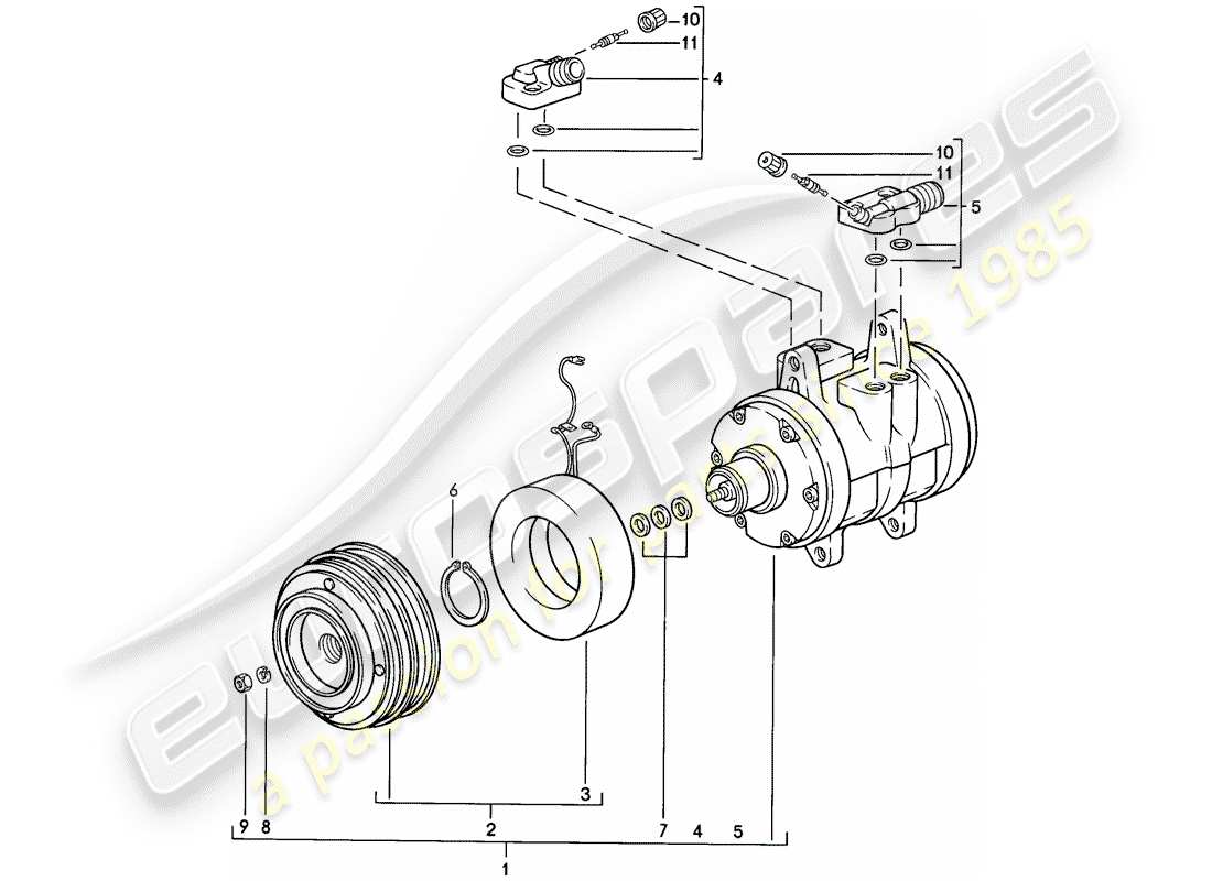 porsche 1982 (944) diagramme des pièces du compresseur
