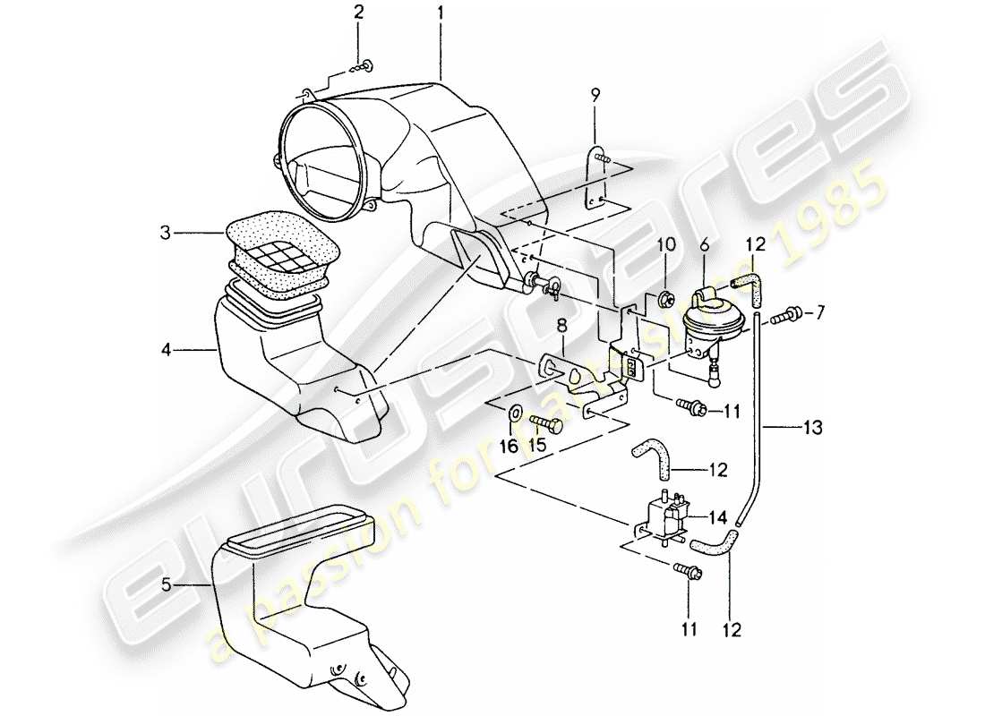 un schéma de pièces du catalogue de pièces porsche 993