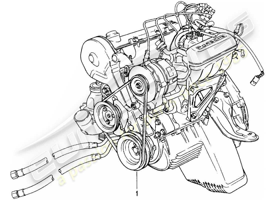 un schéma de pièces du catalogue de pièces porsche 1991 (refurbished and exchange catalogue)