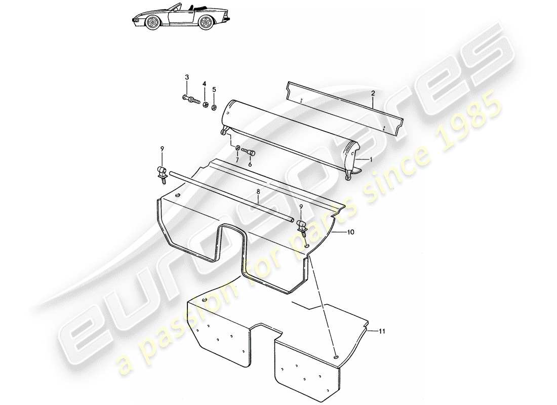 un schéma de pièces du catalogue de pièces porsche 1987 (seats for 944/968/911/928)