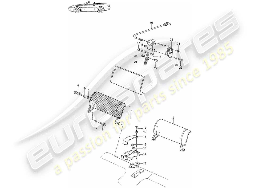 un schéma de pièces du catalogue de pièces porsche 1988 (seats for 944/968/911/928)