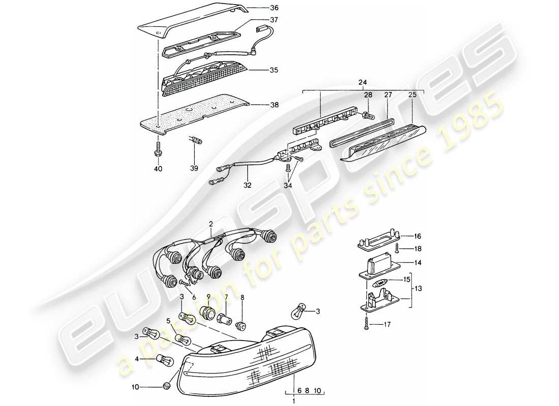 un schéma de pièces du catalogue de pièces porsche 968