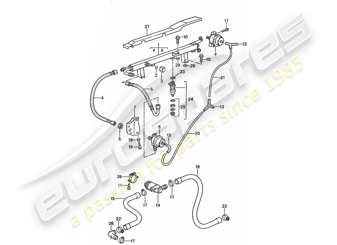 un schéma de pièces du catalogue de pièces porsche 1991 (944)