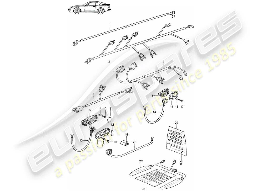 un schéma de pièces du catalogue de pièces porsche 1997 (seats for 944/968/911/928)