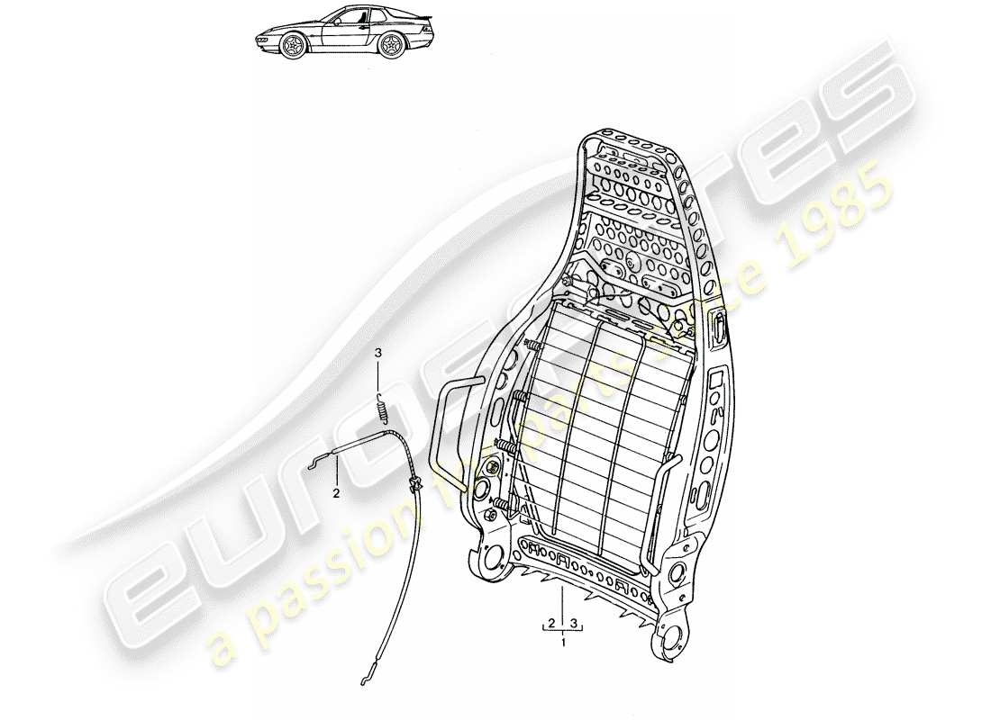 un schéma de pièces du catalogue de pièces porsche 1993 (seats for 944/968/911/928)