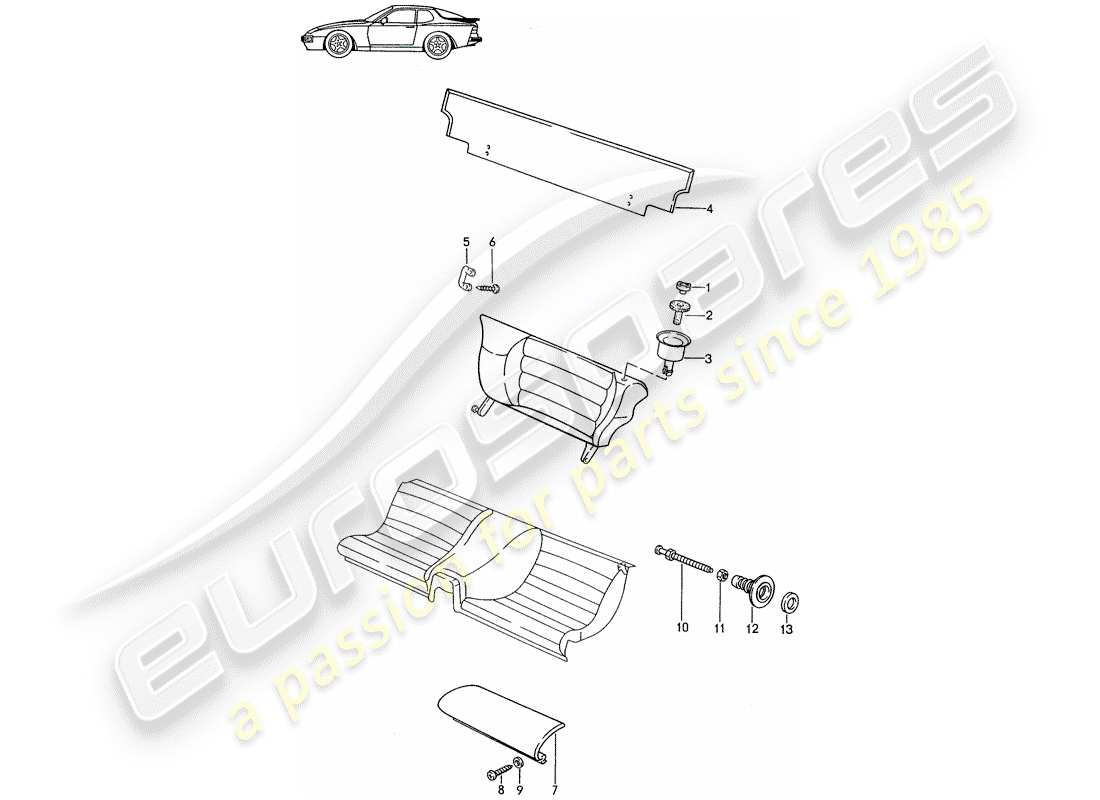 un schéma de pièces du catalogue de pièces porsche accessories and tequipment
