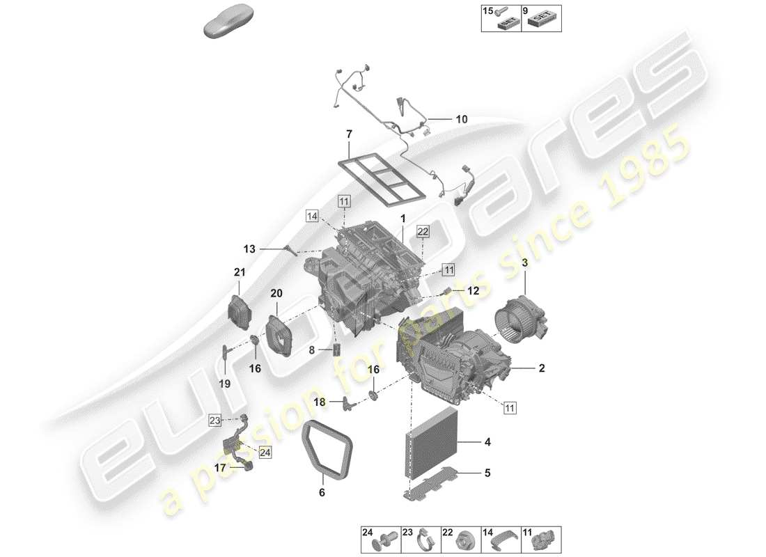 un schéma de pièces du catalogue de pièces porsche 992